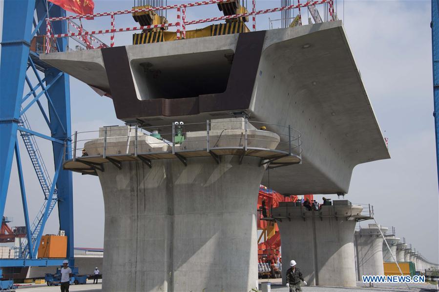 China's Zhengzhou-Wanzhou high-speed railway under construction