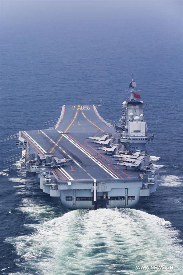 Chinese aircraft carrier formation conducts coordination training