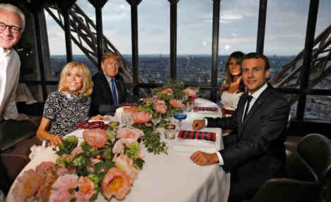 Macrons, Trumps dine high above Paris
