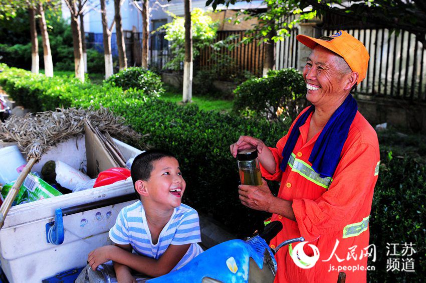 Boy spends special summer holiday with his grandpa, a sanitation worker