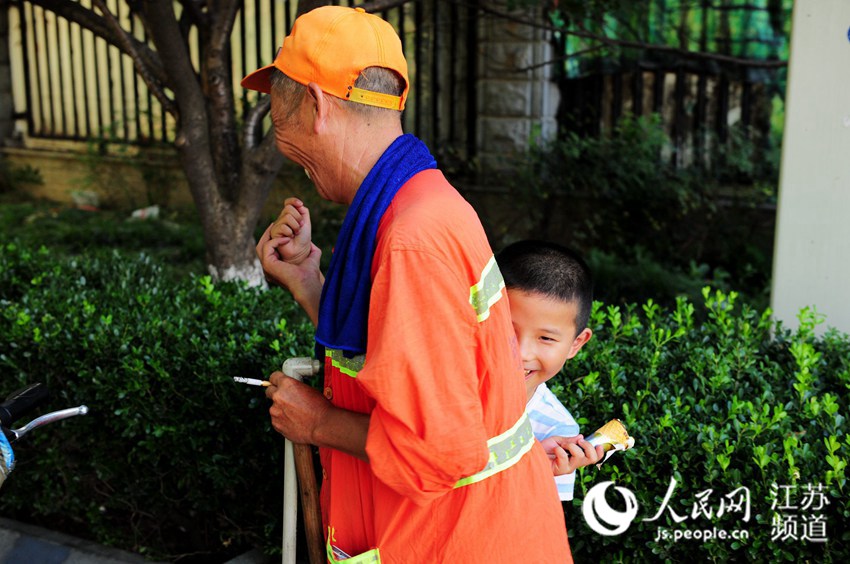 Boy spends special summer holiday with his grandpa, a sanitation worker