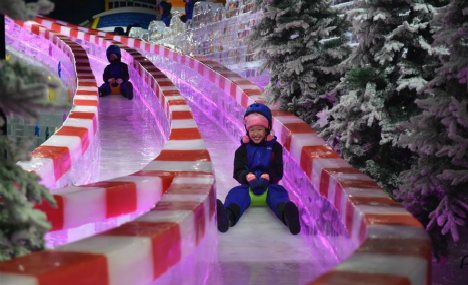 Citizens of Zhengzhou go to ice park for coolness