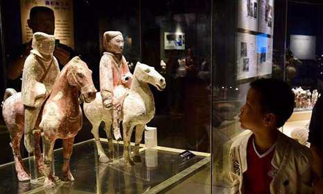 Painted ceramic antiques displayed in NW China
