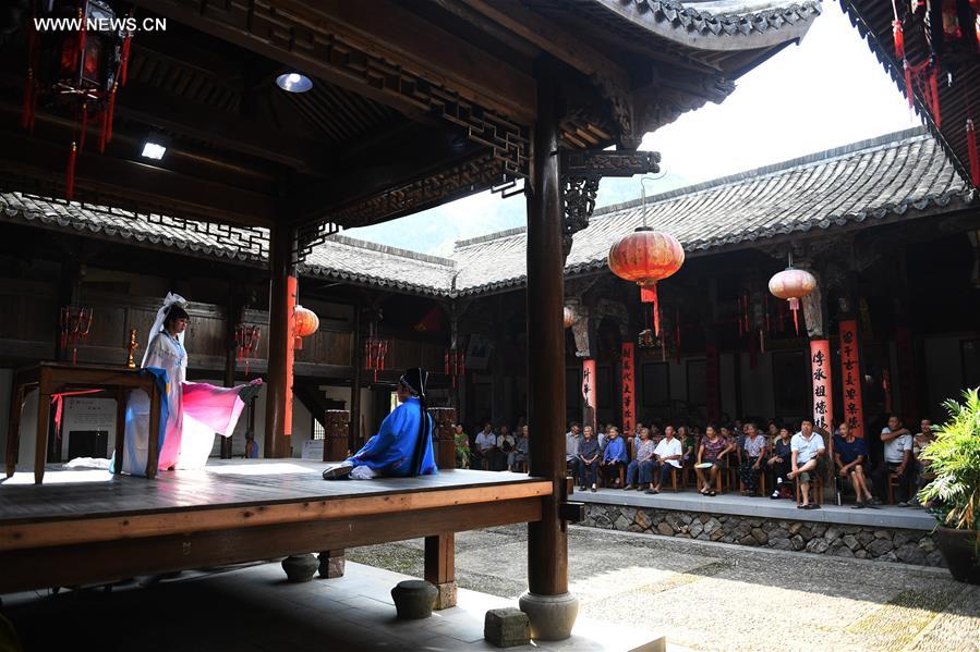 Actors perform Chinese traditional Shaoxing Opera in Zhejiang