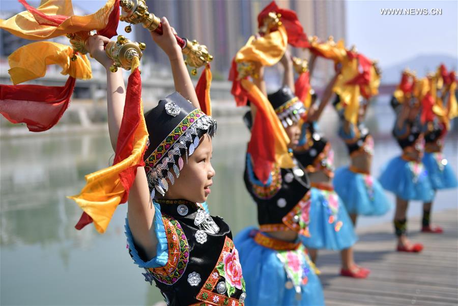 Intangible cultural heritages: Children practice bell dance in China's Hubei