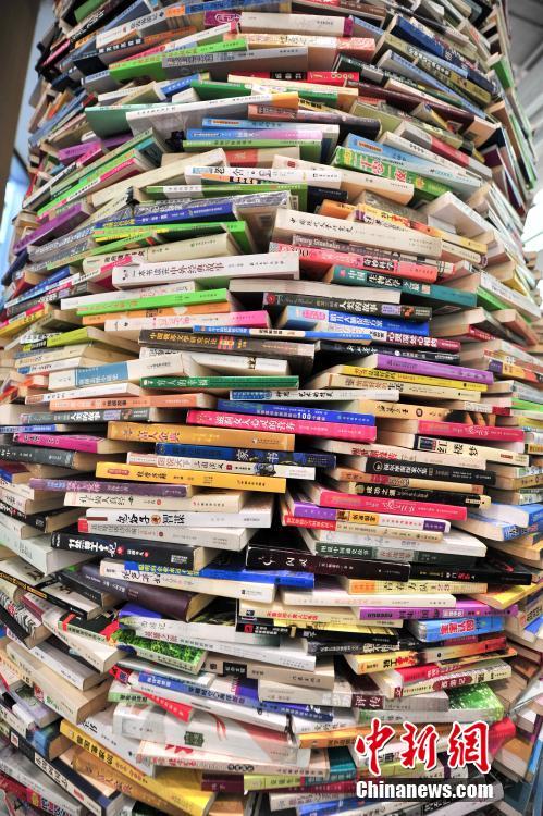 Large book tower made from thousands of books appears in N China