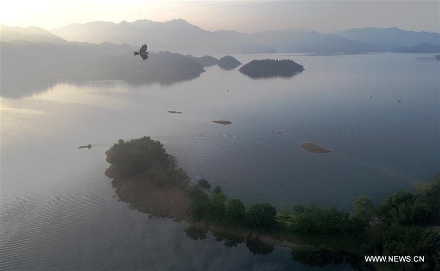 Scenery of Xianghongdian reservoir in east China's Anhui