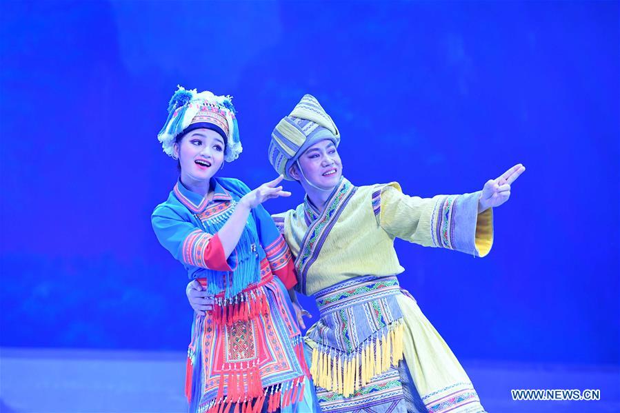 Actors perform Zhuang opera in Nanning, S China's Guangxi