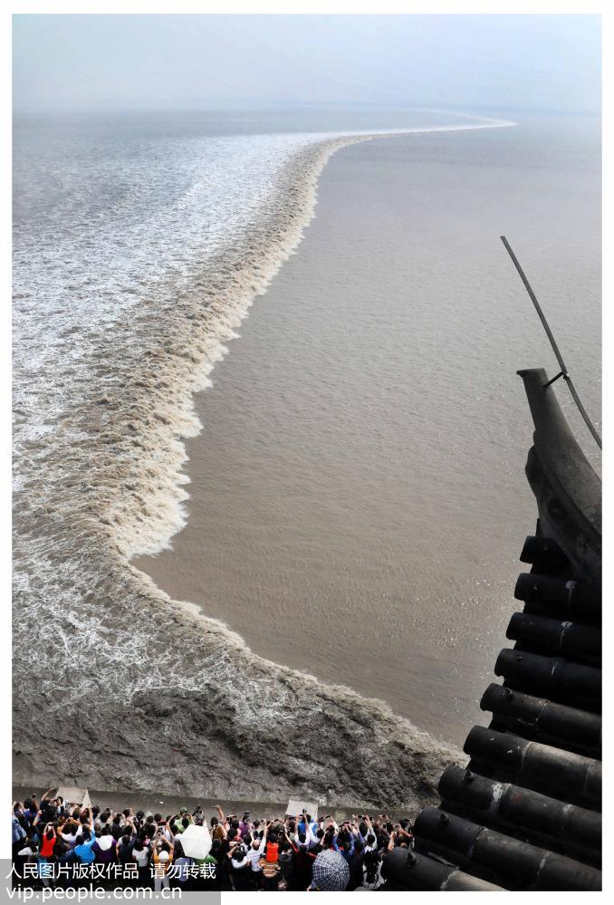 10,000 tourists flock to Haining for the Qiantang River tidal bore