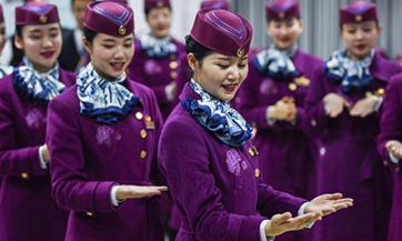 High-speed train stewardesses receive training