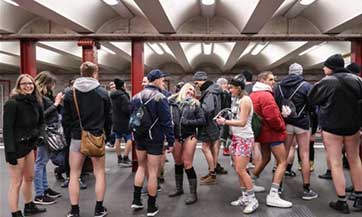People participate in No Pants Subway Ride across world
