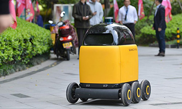 Driverless delivery vehicle seen in Nanjing, east China