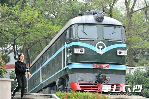 Antique locomotives on display in Changsha