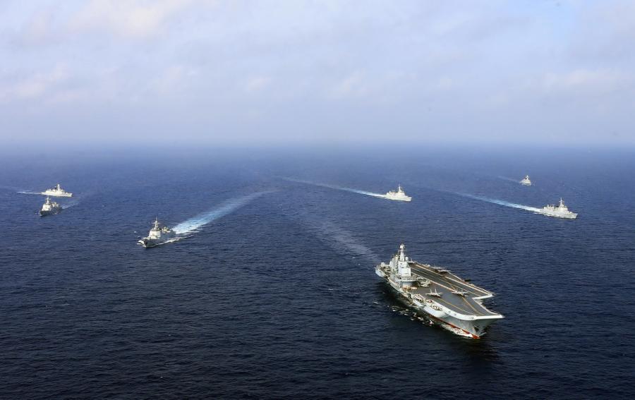 Ship-borne fighter jets take off from aircraft carrier Liaoning