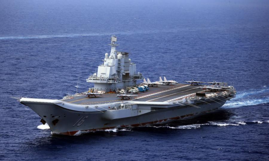 Ship-borne fighter jets take off from aircraft carrier Liaoning