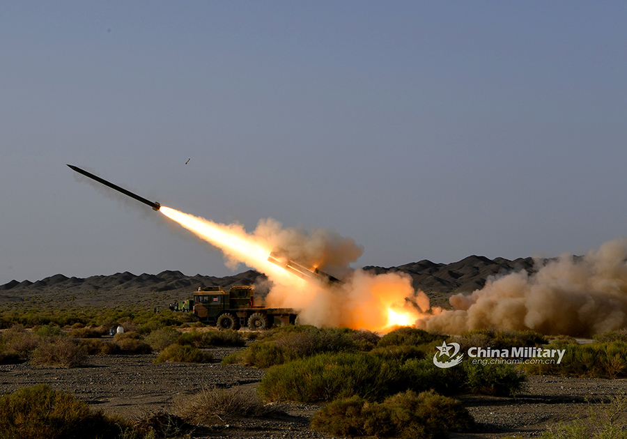 PHL-03 MLRS fires in Gobi Desert