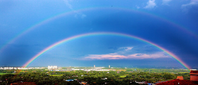 Double Rainbows Brighten Skies over Kaifu District