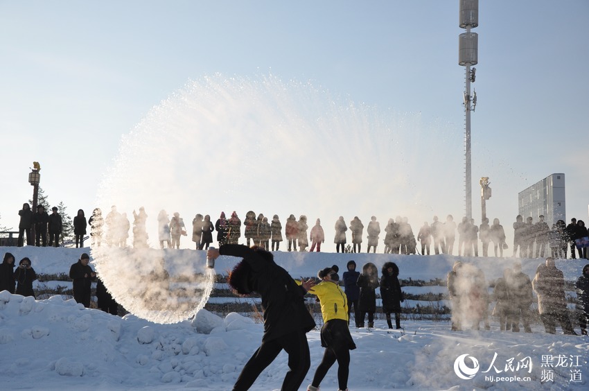 Northeast China is so cold you can turn hot water into snow instantly