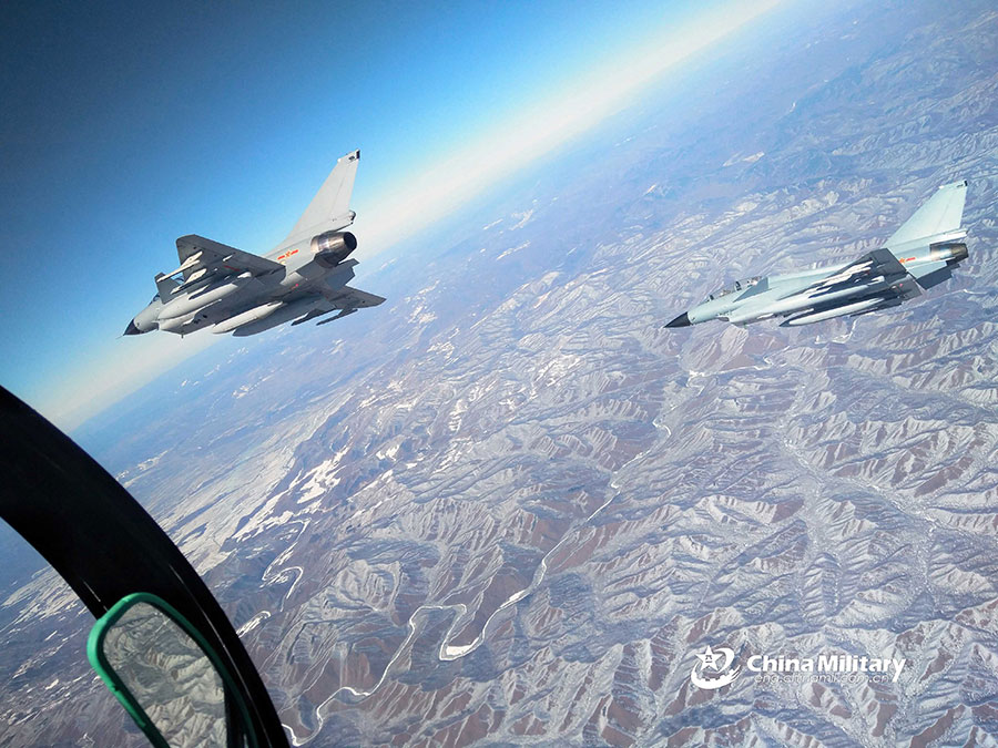 J-10 fighter jet dives to assault mock targets