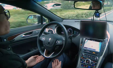 Testing a driverless car in Guangzhou’s Nansha New Area