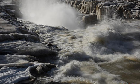 Icicles seen at Hukou Waterfall of Yellow River