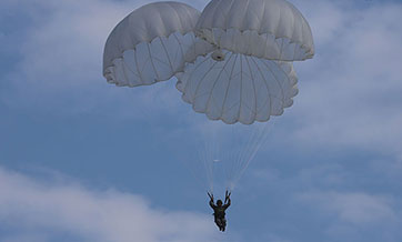 Paratroopers practice proper free fall technique