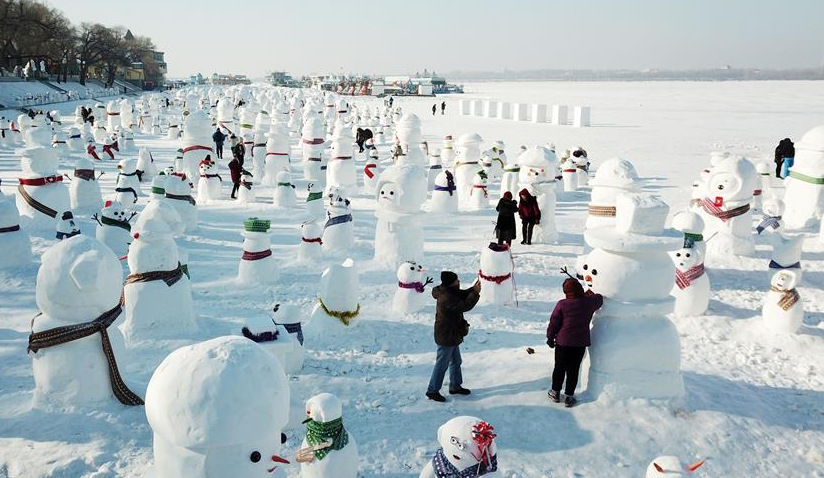 2,019 cute snowmen displayed to greet year 2019 in Harbin
