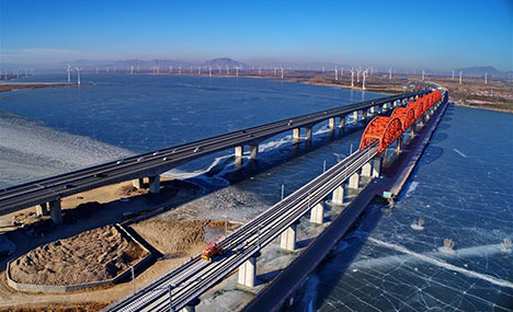 Beijing-Zhangjiakou high-speed railway line under construction