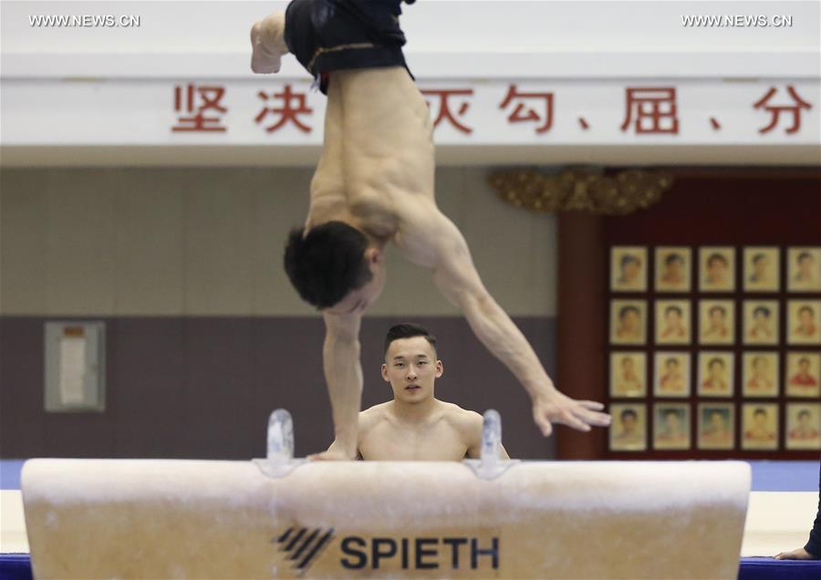 Chinese national artistic gymnastics team attends training session in Beijing