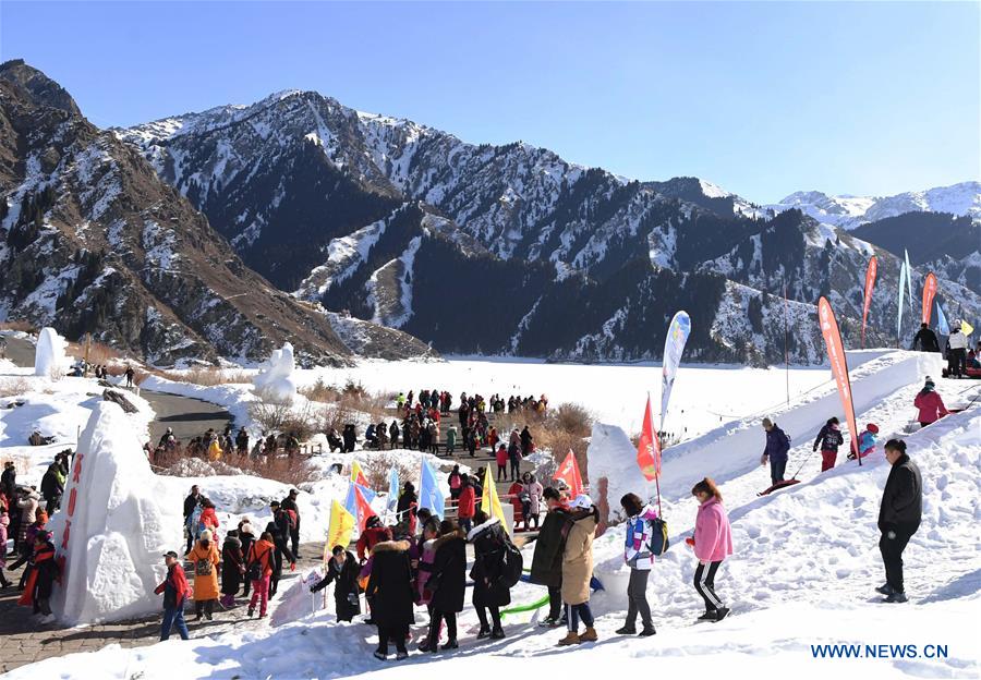 Tianchi scenic area attracts visitors in northwest China's Xinjiang