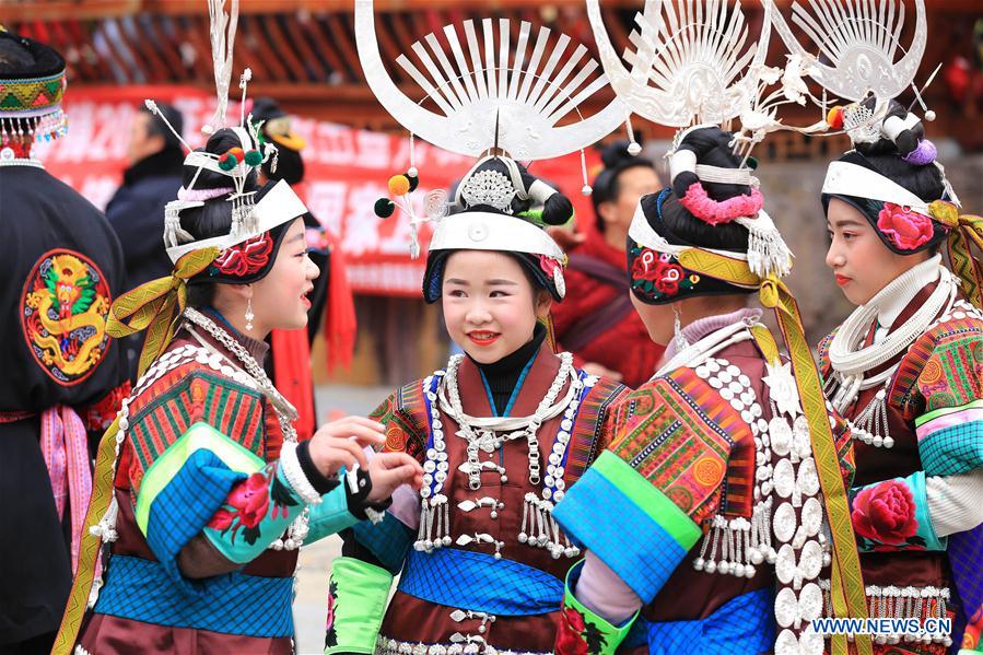 Miao people perform lusheng dance to pray for harvest in SW China