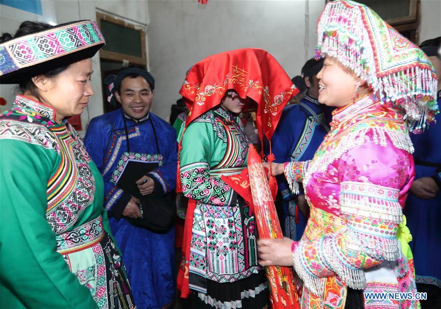 Traditional Miao style wedding held in Wenxing County, SW China's Sichuan