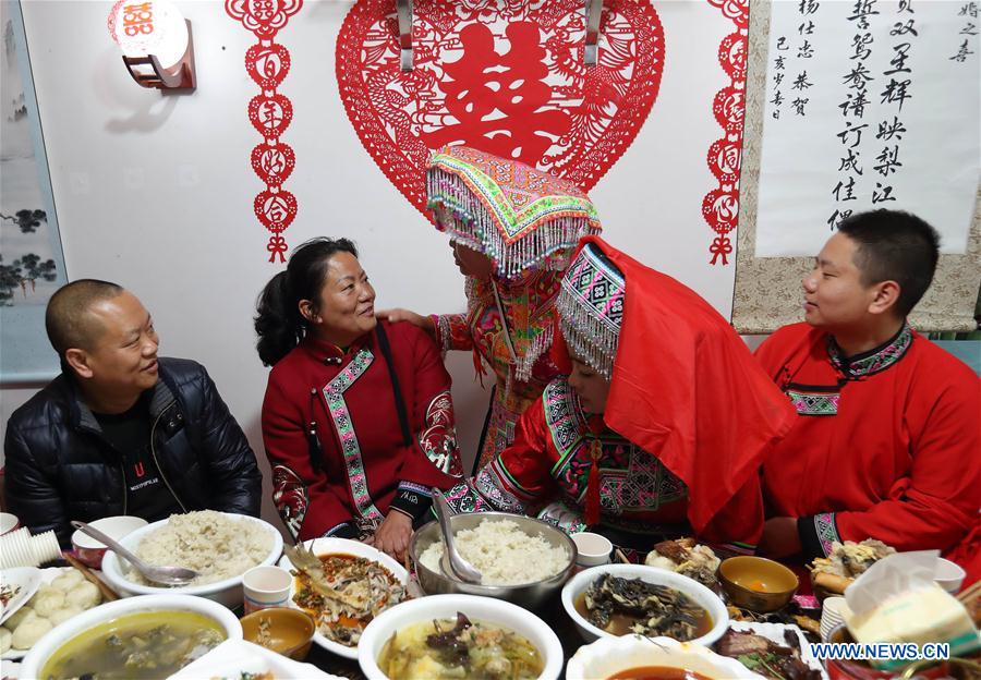 Traditional Miao style wedding held in Wenxing County, SW China's Sichuan