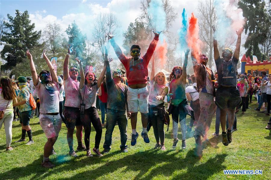 People celebrate Hindu festival of Holi in Los Angeles