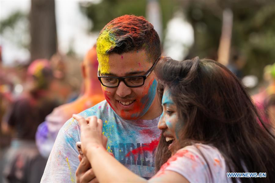 People celebrate Hindu festival of Holi in Los Angeles