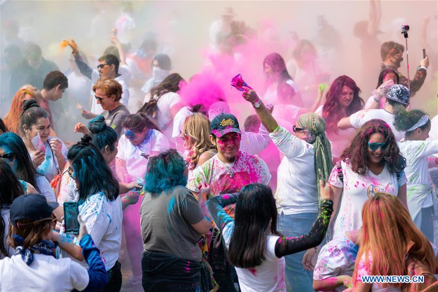 People celebrate Hindu festival of Holi in Los Angeles