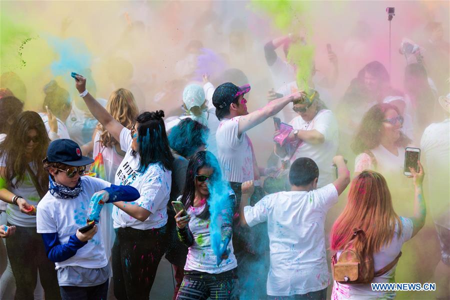 People celebrate Hindu festival of Holi in Los Angeles