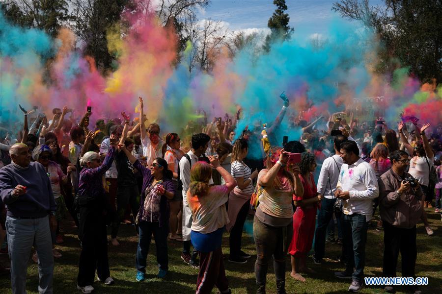People celebrate Hindu festival of Holi in Los Angeles