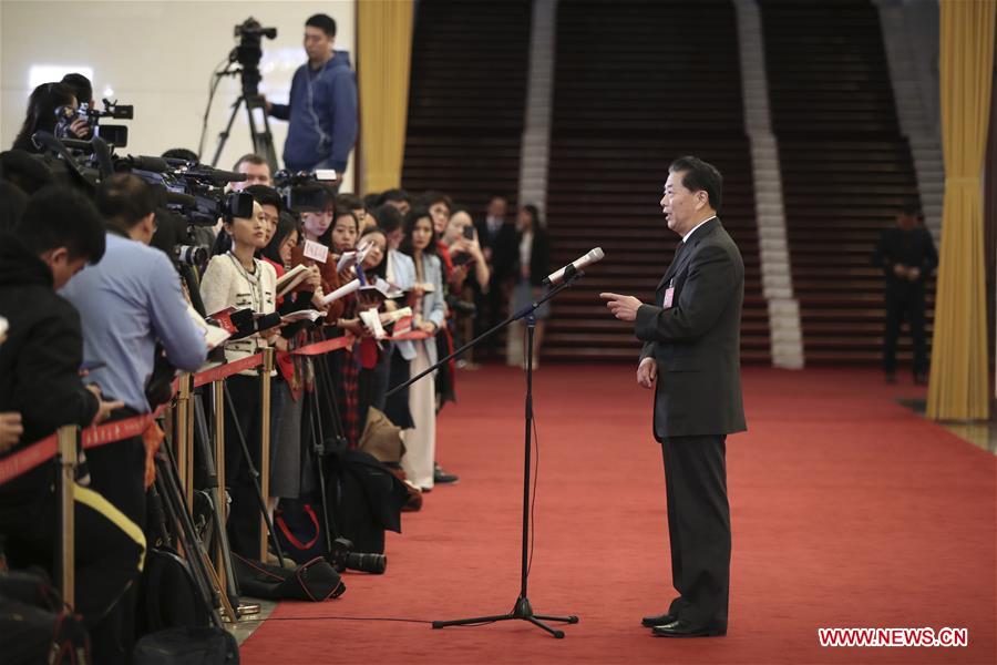 Ministers receive interview after 3rd plenary meeting of 2nd session of 13th NPC