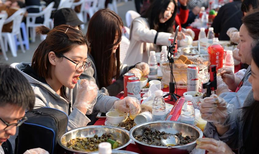 Dishes of Luosi served at feast in E China's Jiangsu