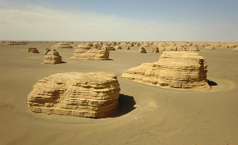 Scenery of Dunhuang Yardang National Geopark after rain