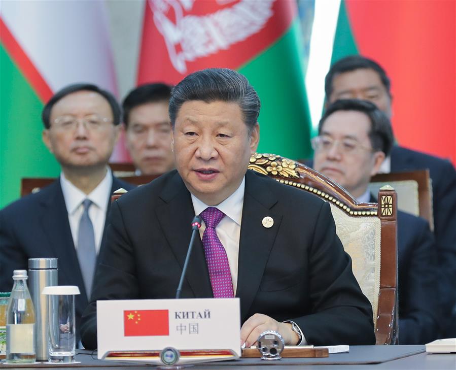 Chinese President Xi Jinping addresses the 19th meeting of the Council of Heads of State of the Shanghai Cooperation Organization (SCO) in Bishkek, Kyrgyzstan, June 14, 2019. (Xinhua/Yao Dawei)