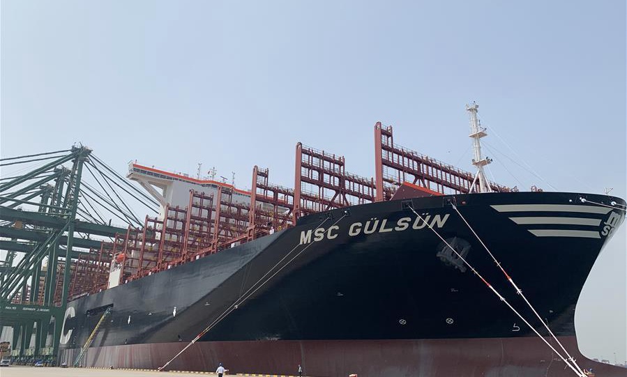 World's largest container ship sets sail from Tianjin