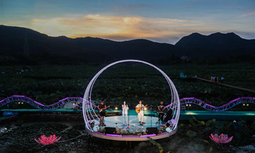 Outdoor evening concert held as summer recreation in China's Zhejiang