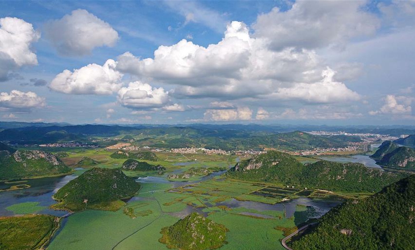 Scenery at Puzhehei national wetland park in SW China's Yunnan