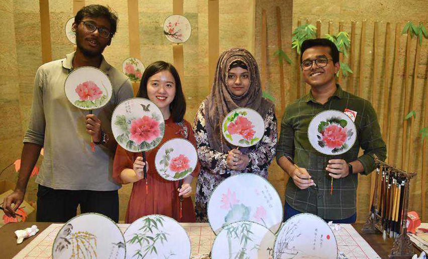 Students of Bangladesh's North South University celebrate China's 70th founding anniversary