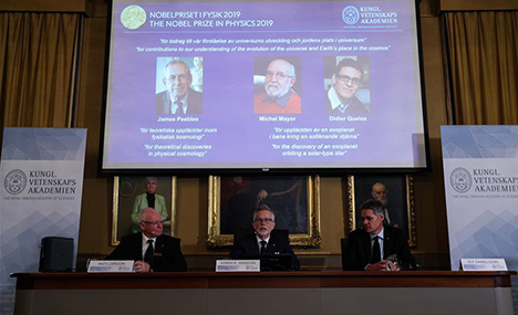 3 scientists share 2019 Nobel Prize in Physics