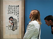 People visit art exhibition of creations by Chinese artist Qi Baishi in Athens