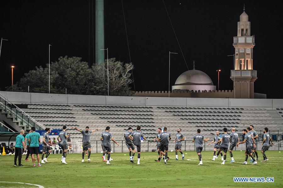 Players of China and Syria attend training sessions before group A match