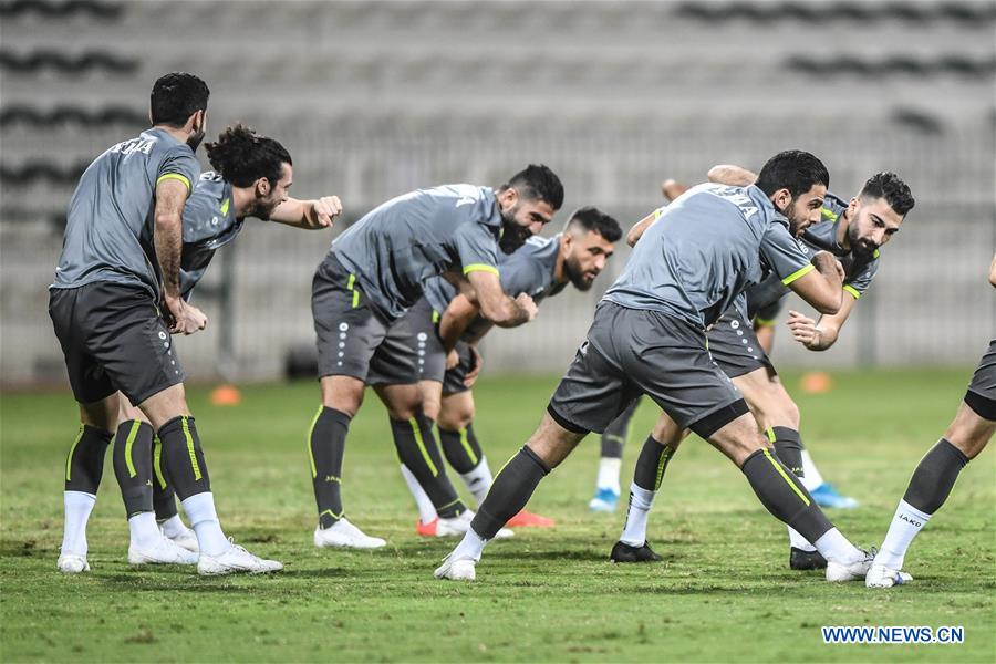 Players of China and Syria attend training sessions before group A match